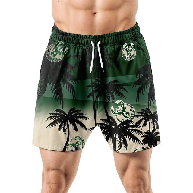 LIMITED EDITION - NEW CUSTOMIZED NBA11 MBU MILWAUKEE BUCKS UNISEX HAWAIIAN SHIRT & SHORTS SET