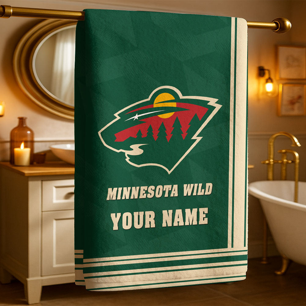 LIMITED EDITION - NEW CUSTOMIZED NHL13 MNW MINNESOTA WILD BEACH & BATH TOWEL