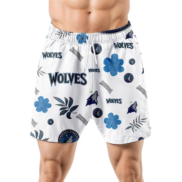LIMITED EDITION - NEW CUSTOMIZED NBA05 MTW MINNESOTA TIMBERWOLVES UNISEX HAWAIIAN SHIRT & SHORTS SET
