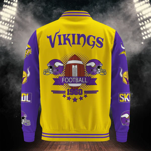 LIMITED EDITION - NEW CUSTOMIZED NFL05 MVK MINNESOTA VIKINGS BASEBALL JACKET