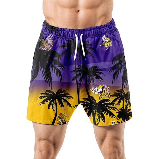 LIMITED EDITION - NEW CUSTOMIZED NFL05 MVK MINNESOTA VIKINGS UNISEX HAWAIIAN SHIRT & SHORTS SET