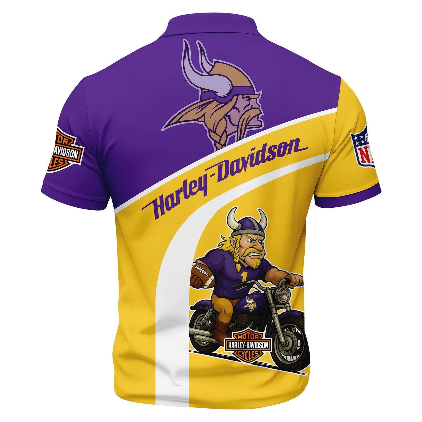 LIMITED EDITION - NEW CUSTOMIZED NFL05 MVK MINNESOTA VIKINGS HARLEY-DAVIDSON POLO WITH ZIPPER SHIRT