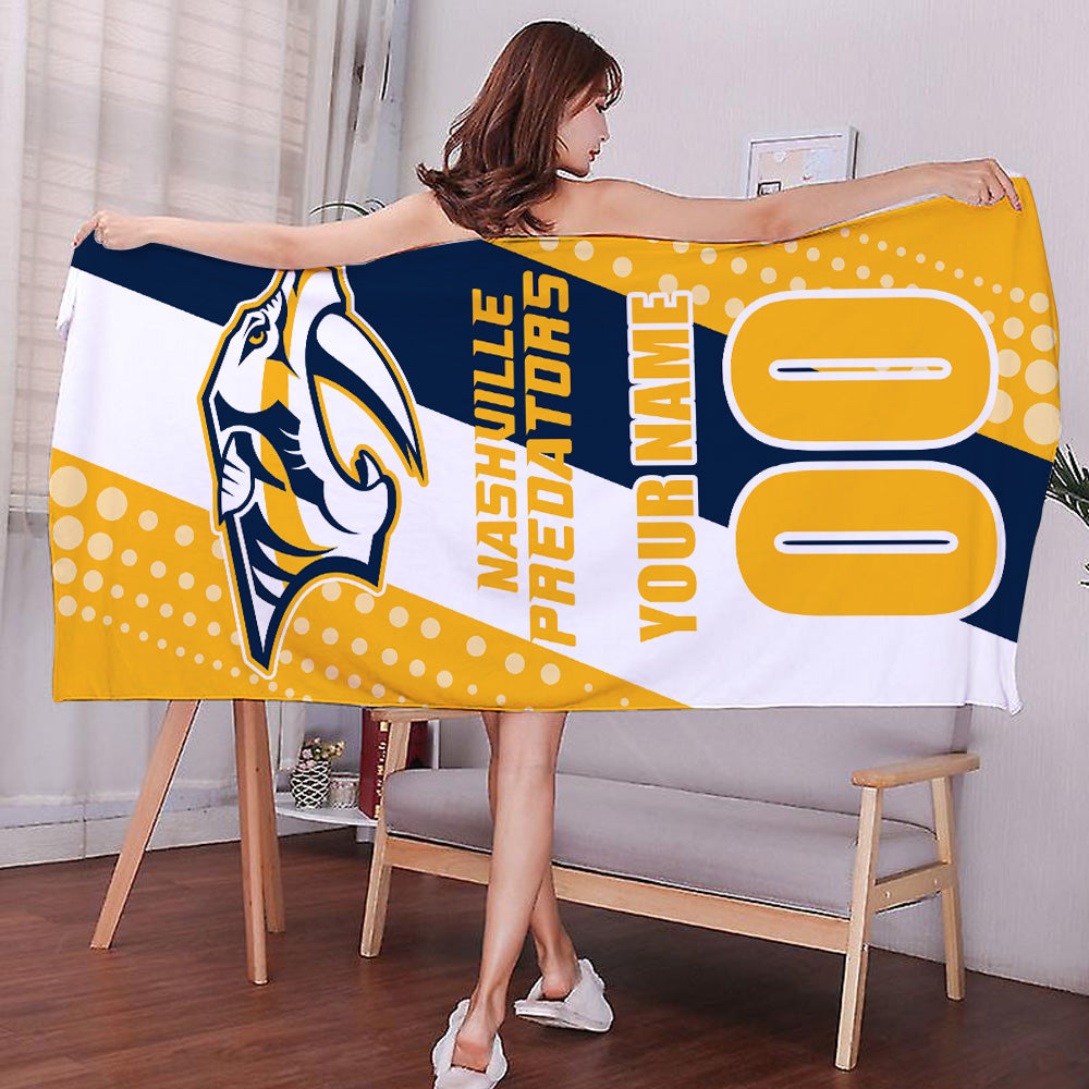 LIMITED EDITION - NEW CUSTOMIZED NHL31 NVP NASHVILLE PREDATORS BEACH & BATH TOWEL