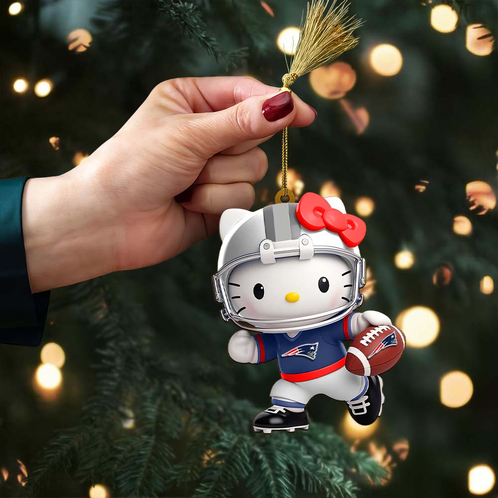 LIMITED EDITION - NEW CUSTOMIZED NFL27 NEP NEW ENGLAND PATRIOTS HELLO KITTY ACRYLIC ORNAMENT
