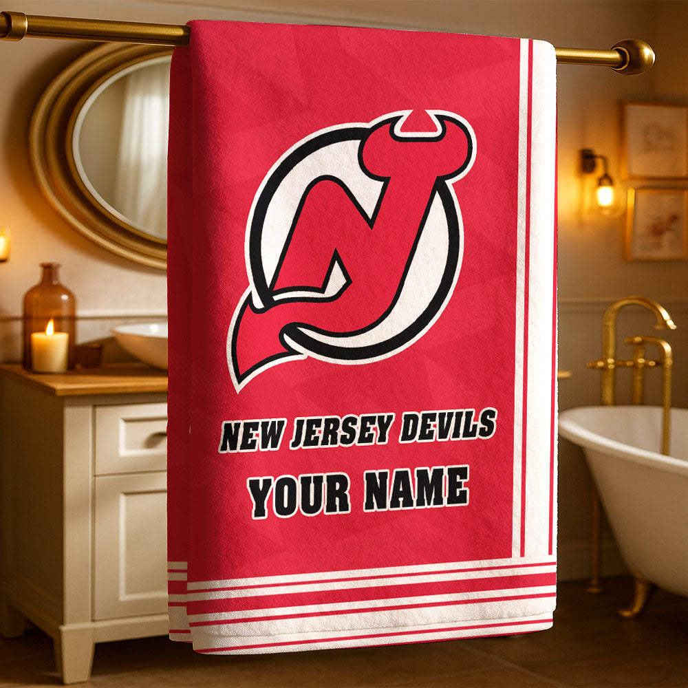 LIMITED EDITION - NEW CUSTOMIZED NHL06 NJD NEW JERSEY DEVILS BEACH & BATH TOWEL