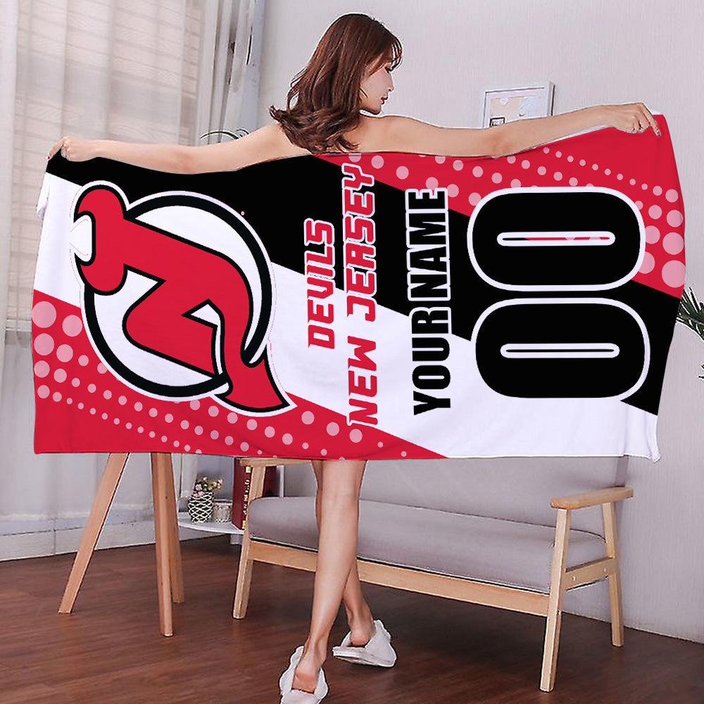 LIMITED EDITION - NEW CUSTOMIZED NHL06 NJD NEW JERSEY DEVILS BEACH & BATH TOWEL