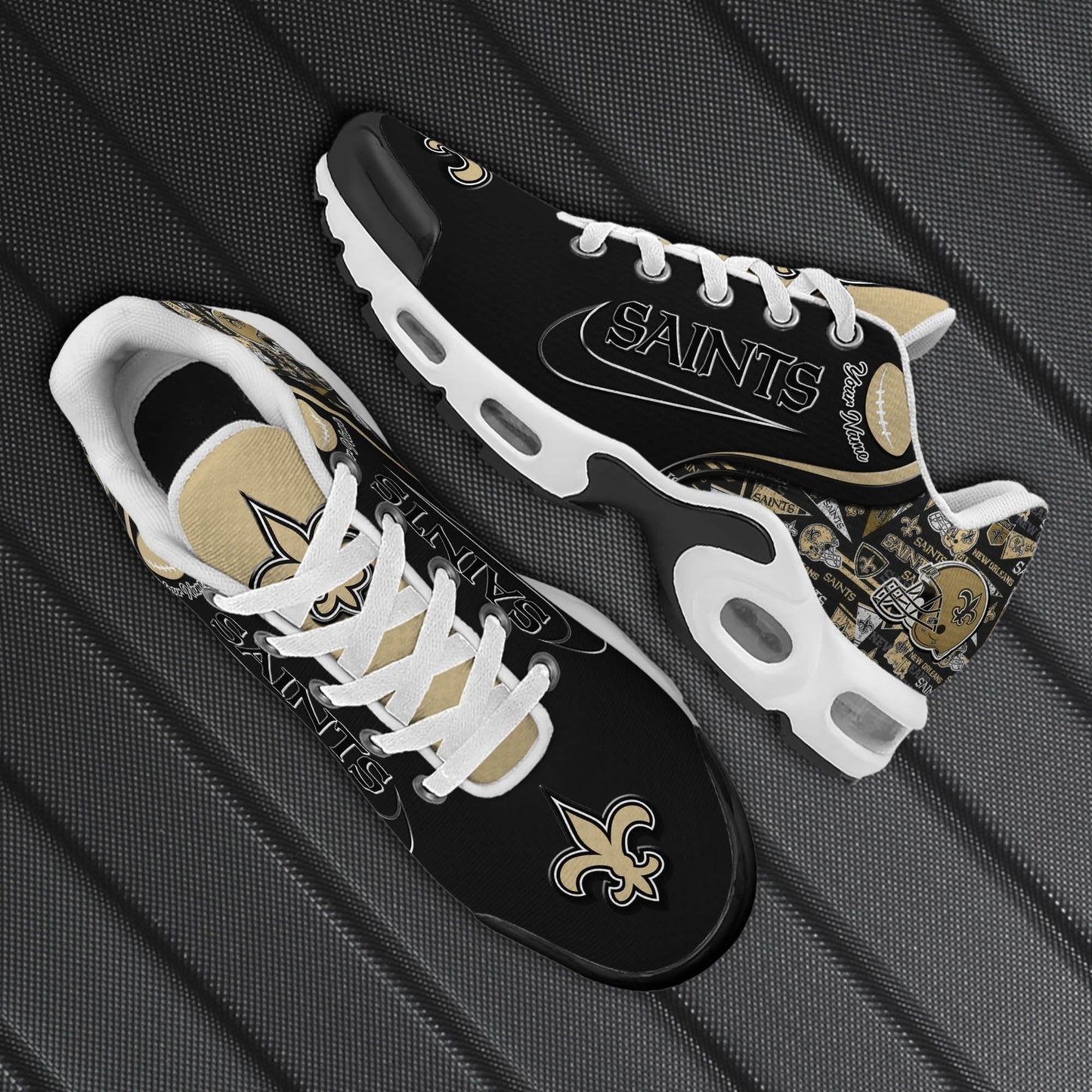 LIMITED EDITION - NEW CUSTOMIZED NFL24 NOS NEW ORLEANS SAINTS UNISEX AIR MAX PLUS SNEAKERS