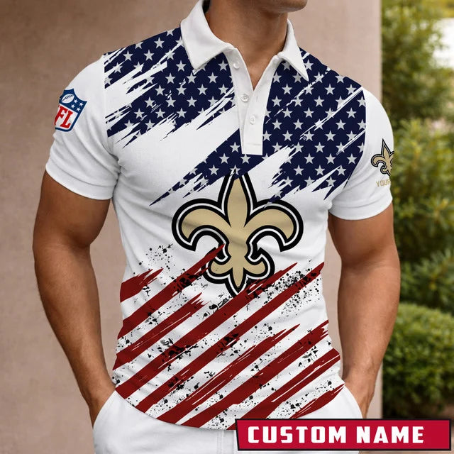 LIMITED EDITION - NEW CUSTOMIZED NFL24 NOS NEW ORLEANS SAINTS POLO SHIRT