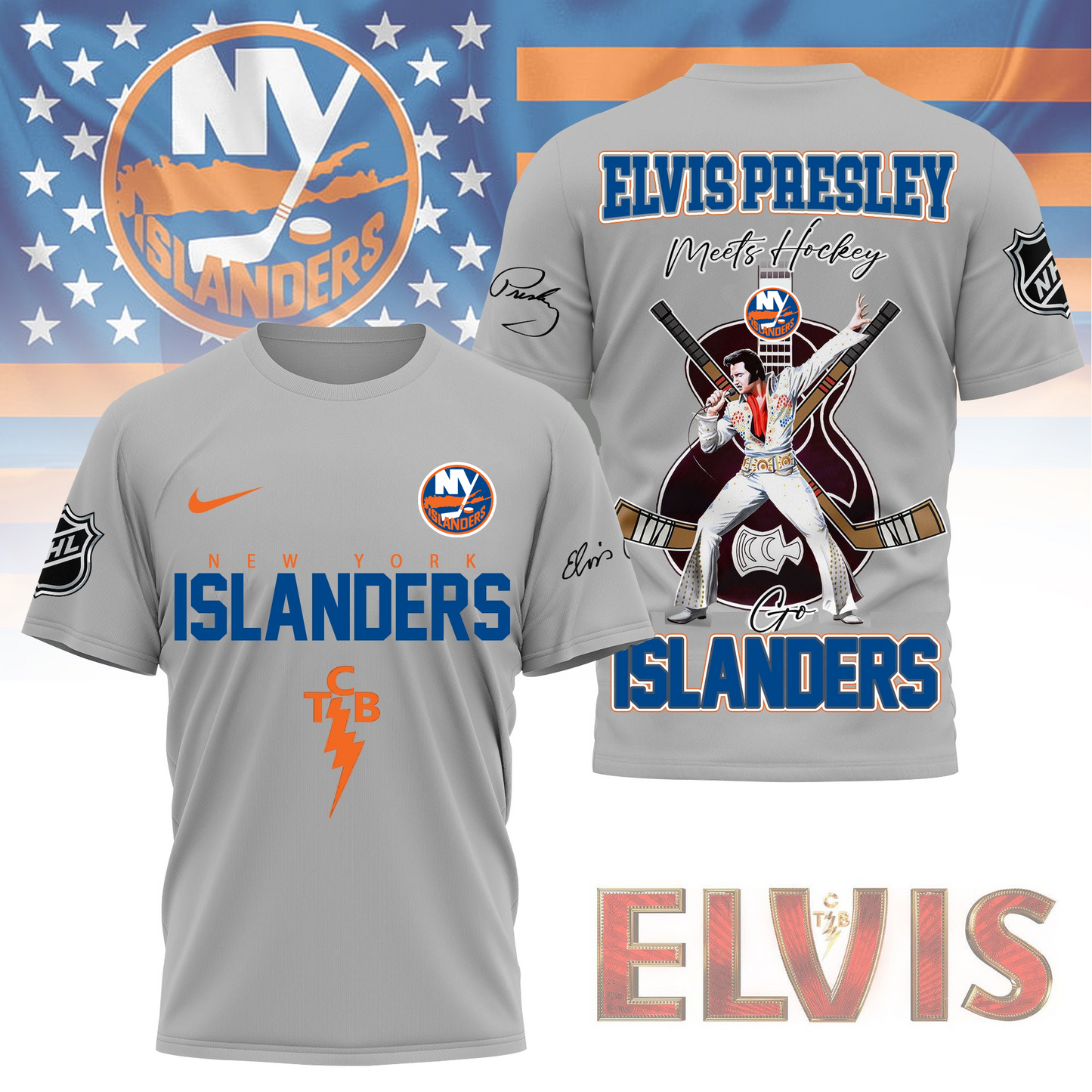 LIMITED EDITION - NEW CUSTOMIZED NHL25 NYI NEW YORK ISLANDERS X ELVIS PRESLEY FAN 3D SHIRT