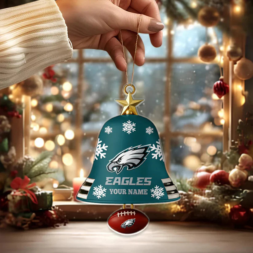 LIMITED EDITION - NEW CUSTOMIZED NFL02 PPE PHILADELPHIA EAGLES ACRYLIC CHRISTMAS BELL ORNAMENT
