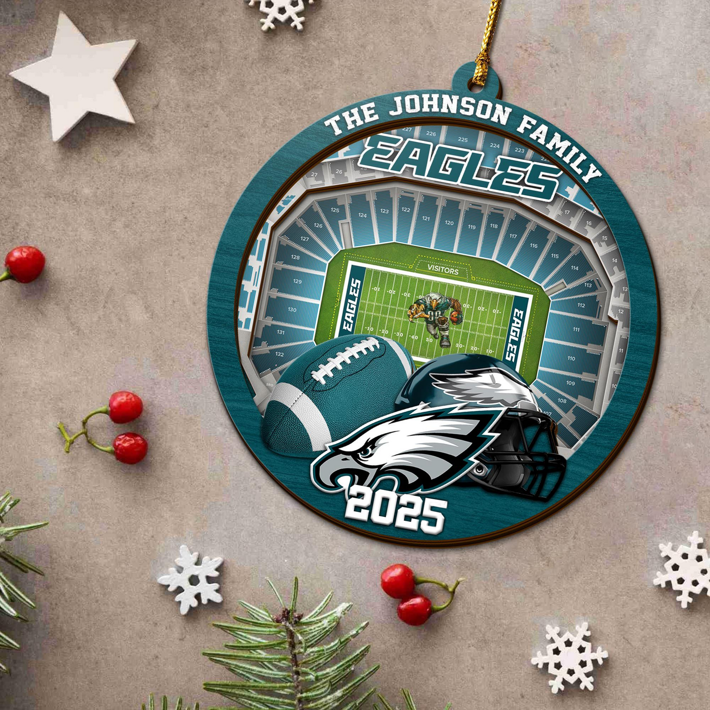 LIMITED EDITION - NEW CUSTOMIZED NFL02 PPE PHILADELPHIA EAGLES ORNAMENT