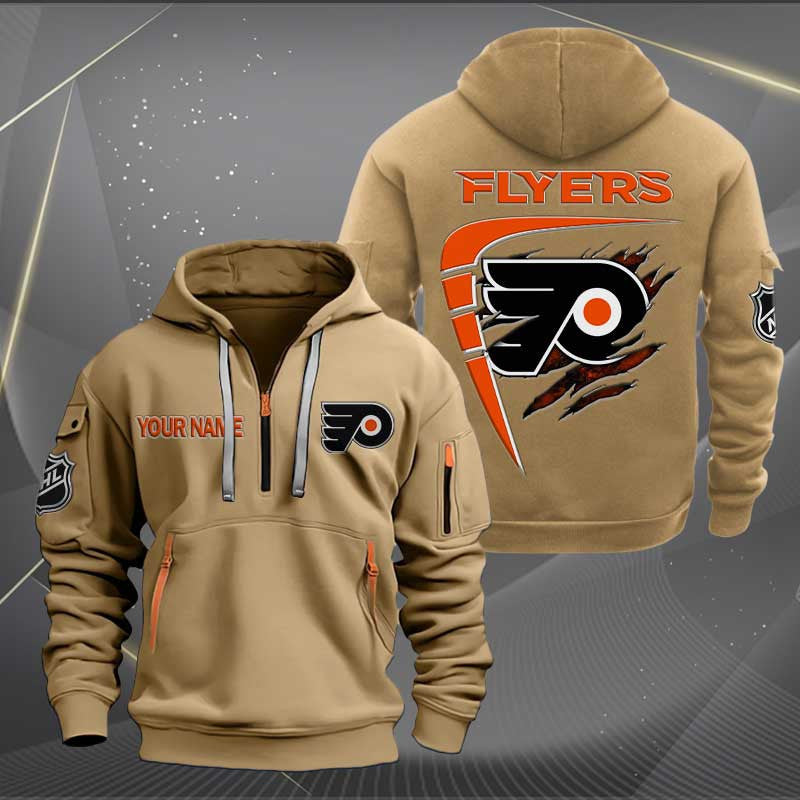 LIMITED EDITION - NEW CUSTOMIZED NHL27 PPF PHILADELPHIA FLYERS QUARTER ZIP HOODIE