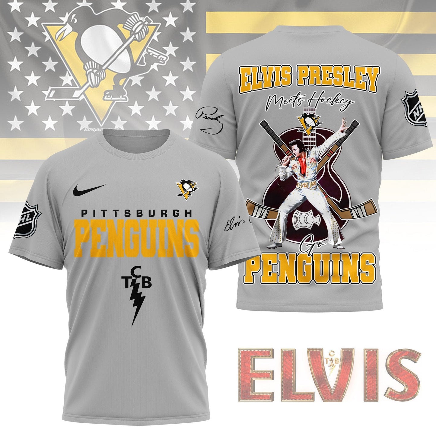 LIMITED EDITION - NEW CUSTOMIZED NHL26 PBP PITTSBURGH PENGUINS X ELVIS PRESLEY FAN 3D SHIRT