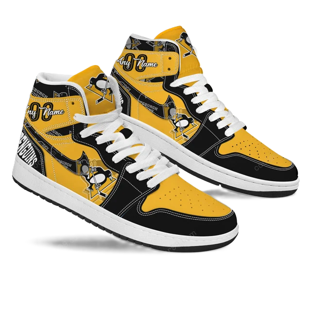 LIMITED EDITION - NEW CUSTOMIZED NHL26 PB PENGUINS AIR JORDAN SNEAKERS