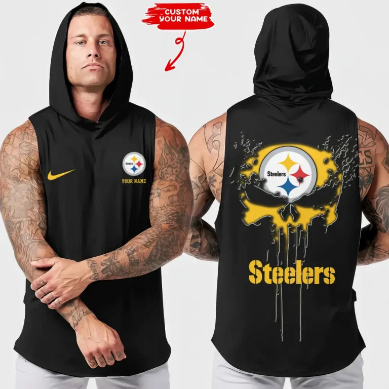 LIMITED EDITION - NEW CUSTOMIZED NFL14 PSB PITTSBURGH STEELERS HOODED TANK TOP