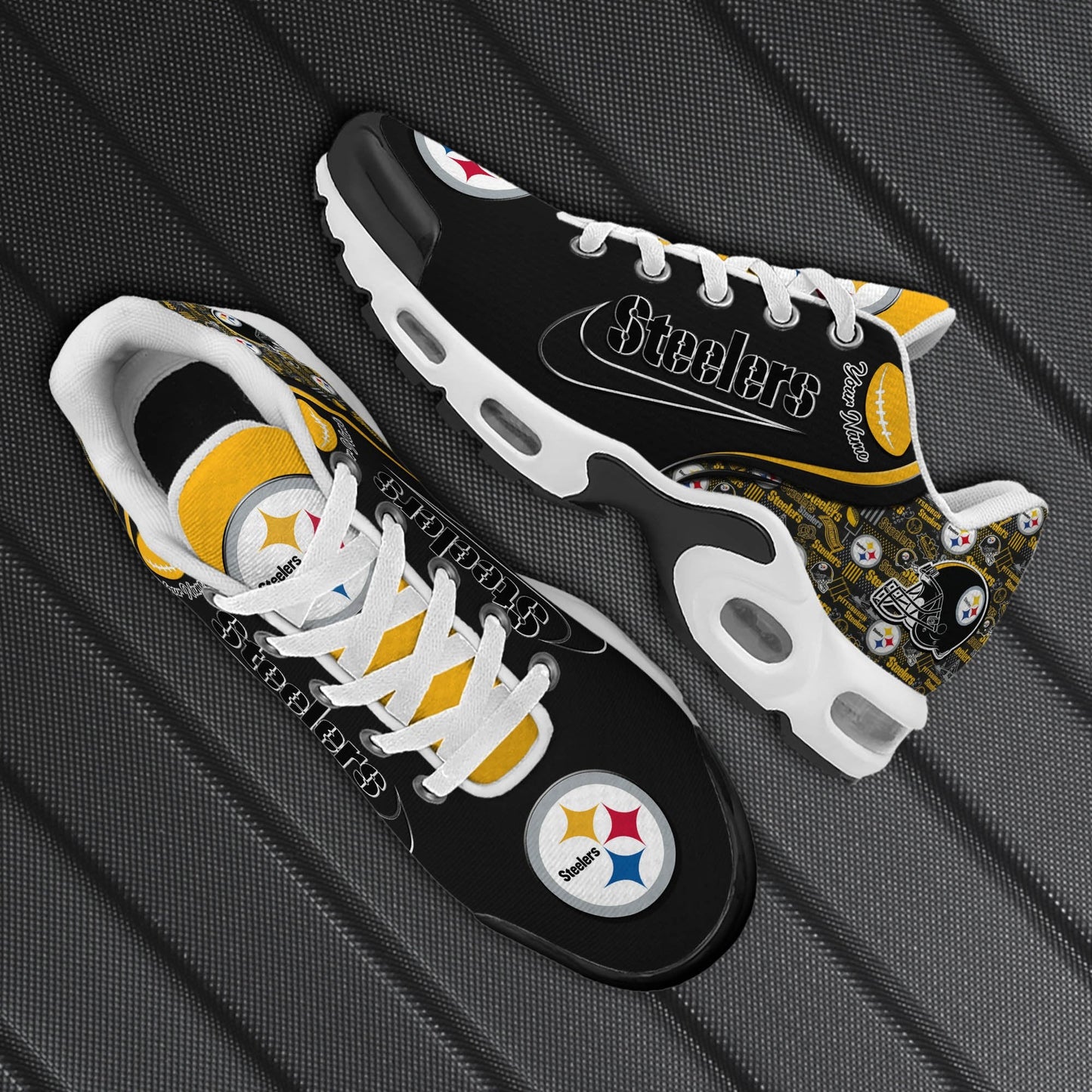 LIMITED EDITION - NEW CUSTOMIZED NFL14 PSB PITTSBURGH STEELERS UNISEX AIR MAX PLUS SNEAKERS
