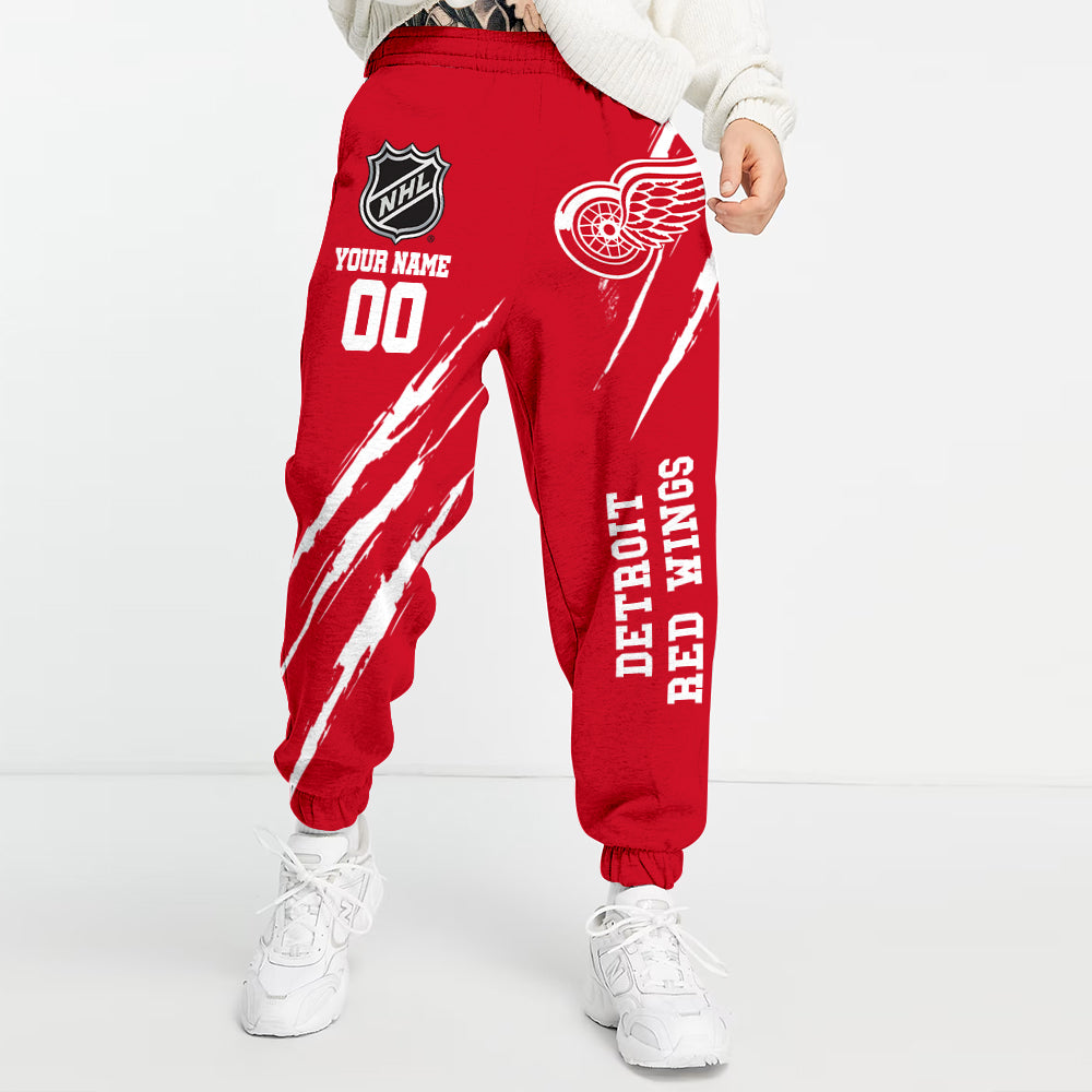 LIMITED EDITION - NEW CUSTOMIZED NHL22 DRW DETROIT RED WINGS UNISEX LONG PANTS