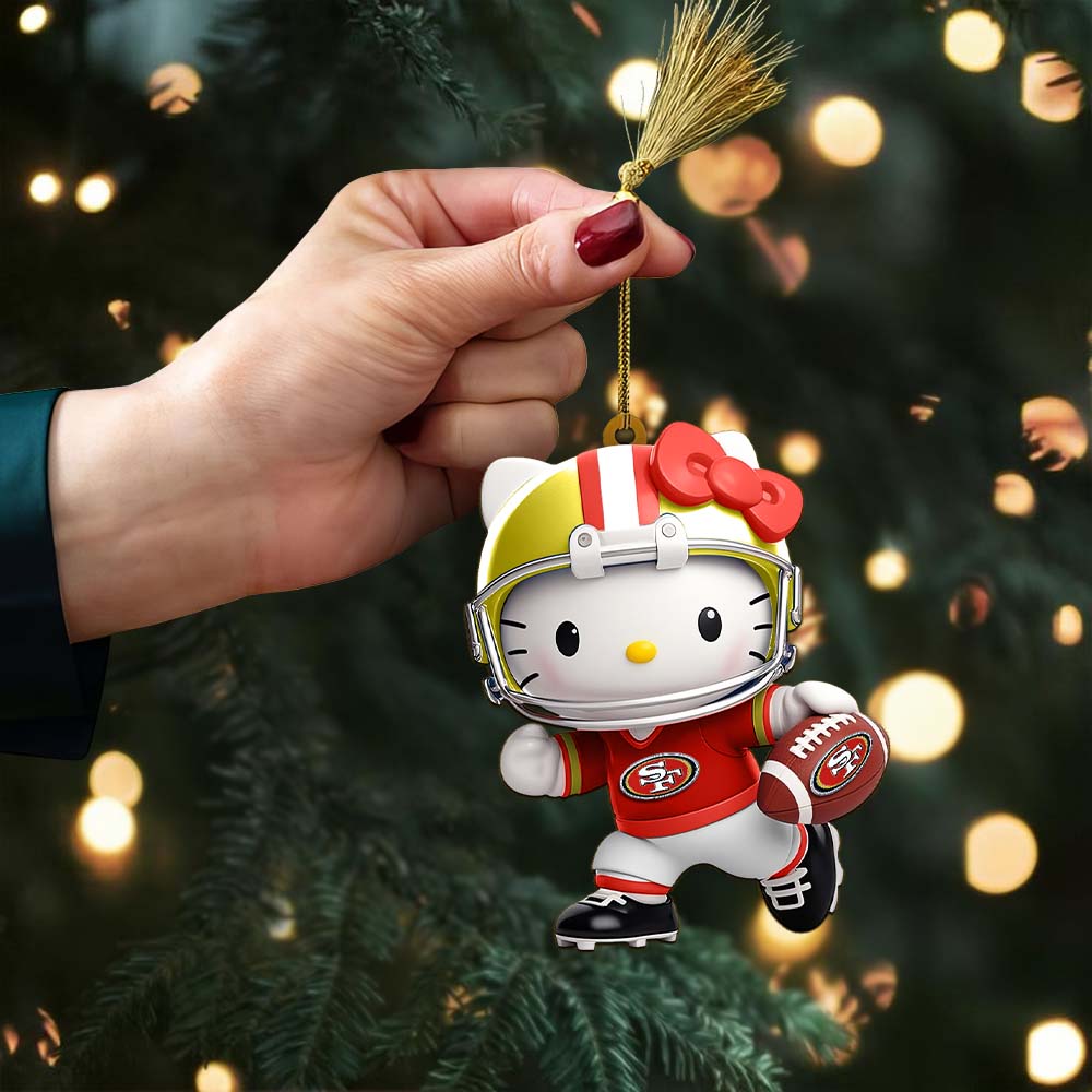 LIMITED EDITION - NEW CUSTOMIZED NFL11 SF49 SAN FRANCISCO 49ERS HELLO KITTY ACRYLIC ORNAMENT