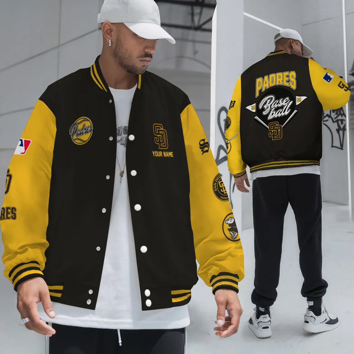 LIMITED EDITION - NEW PREMIUM MLB18 SDP SAN DIEGO PADRES SATIN VARSITY JACKET