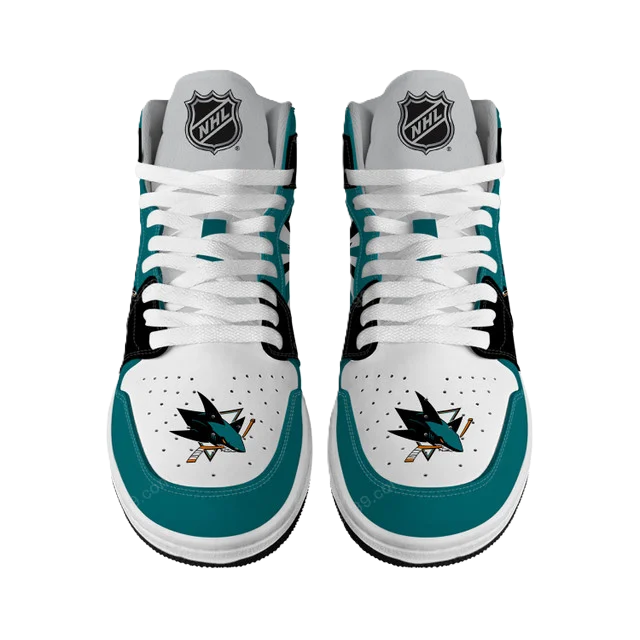 LIMITED EDITION - NEW CUSTOMIZED NHL32 SJ SHARKS AIR JORDAN SNEAKERS