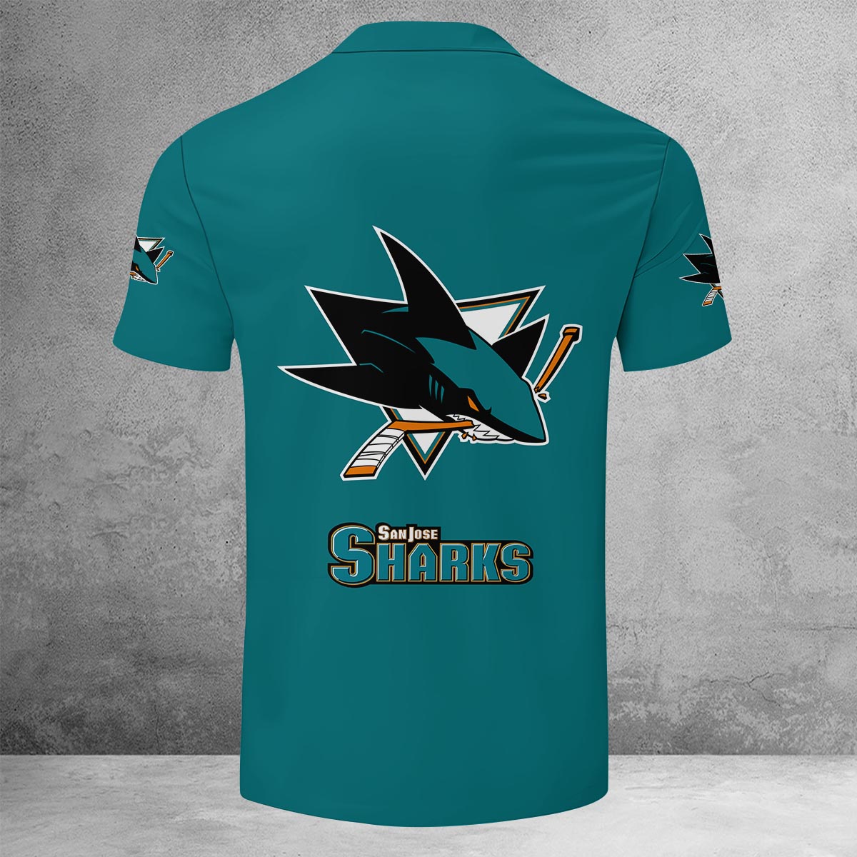 LIMITED EDITION - NEW CUSTOMIZED NHL32 SJS SAN JOSE SHARKS ZIP POLO SHIRT