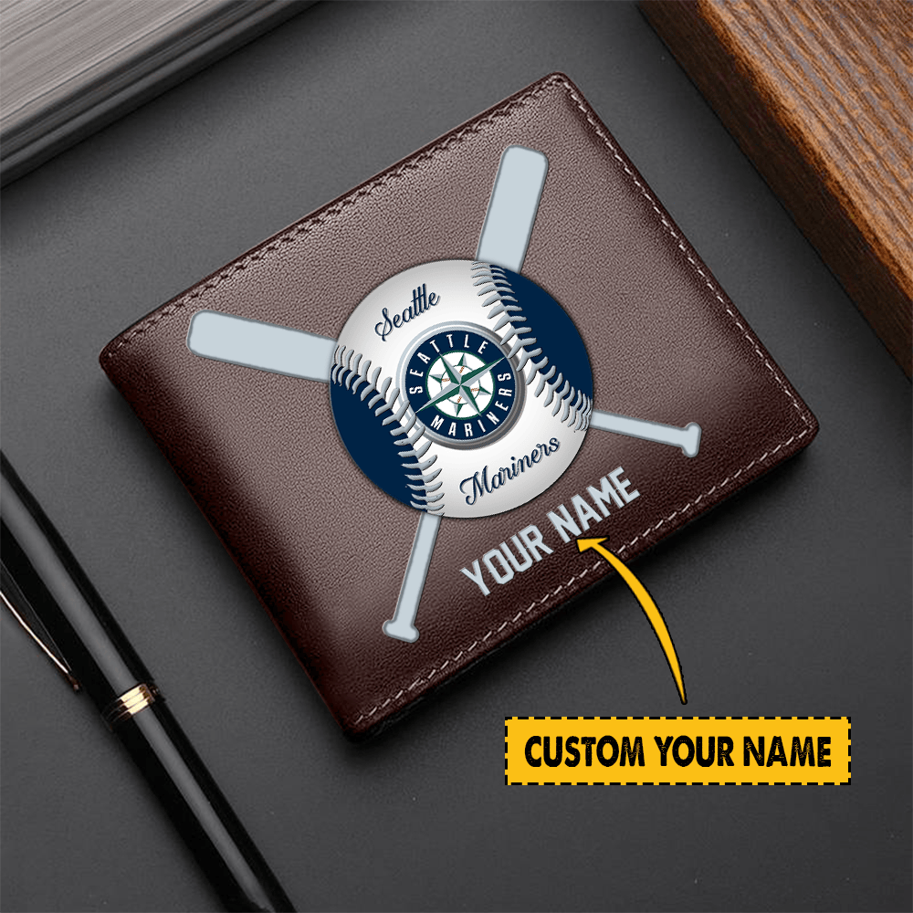 LIMITED EDITION - NEW CUSTOMIZED MLB14 SMS SEATTLE MARINERS LEATHER WALLET