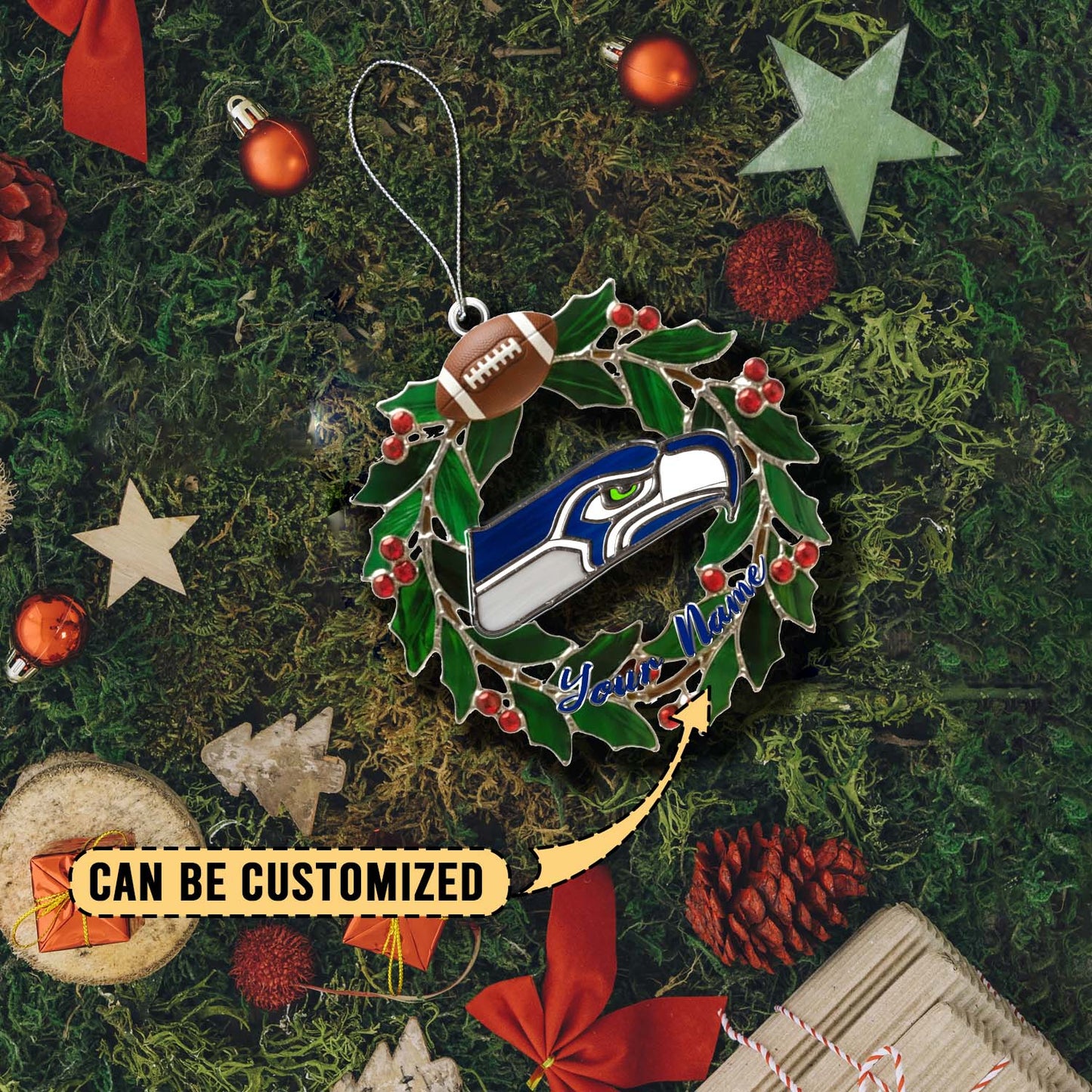 LIMITED EDITION - NEW CUSTOMIZED NFL06 SSH SEATTLE SEAHAWKS ACRYLIC ORNAMENT