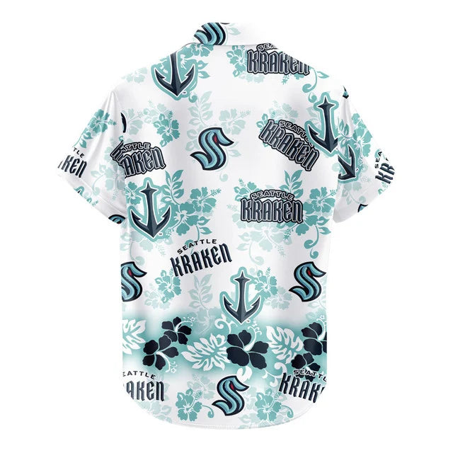 LIMITED EDITION - NEW CUSTOMIZED NHL20 SEATTLE KRAKEN UNISEX HAWAIIAN SHIRT & SHORTS SET
