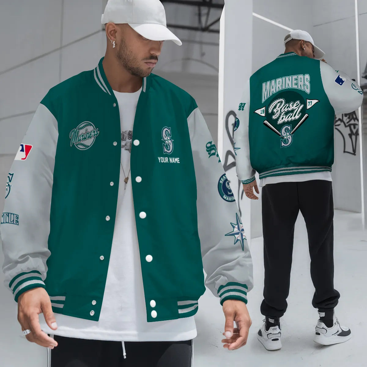 LIMITED EDITION - NEW PREMIUM MLB14 SMS SEATTLE MARINERS SATIN VARSITY JACKET