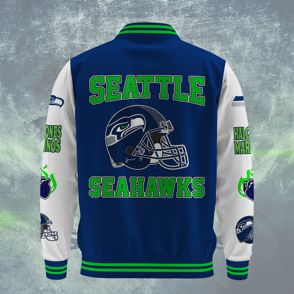 LIMITED EDITION - NEW CUSTOMIZED NFL06 SSH SEATTLE SEAHAWKS BASEBALL JACKET