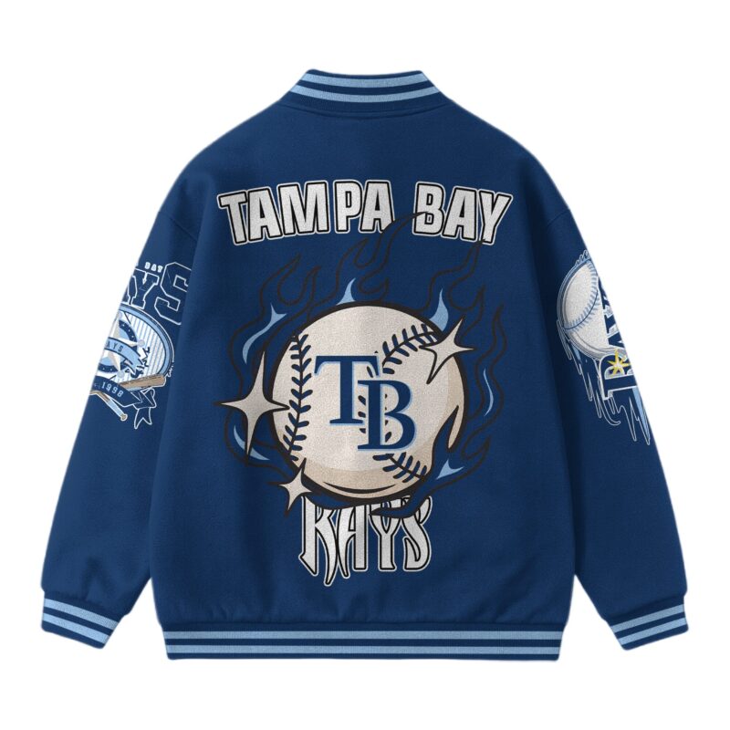 LIMITED EDITION - NEW CUSTOMIZED MLB21 TB RAYS SATIN VARSITY & BASEBALL JACKET