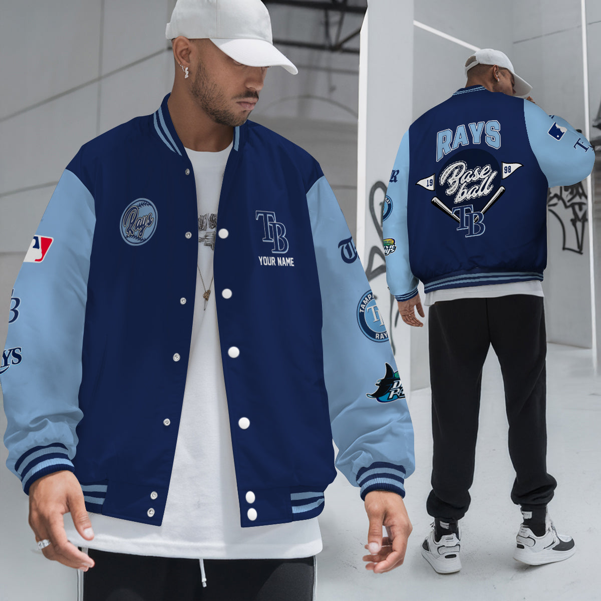 LIMITED EDITION - NEW PREMIUM MLB21 TBR TAMPA BAY RAYS SATIN VARSITY JACKET