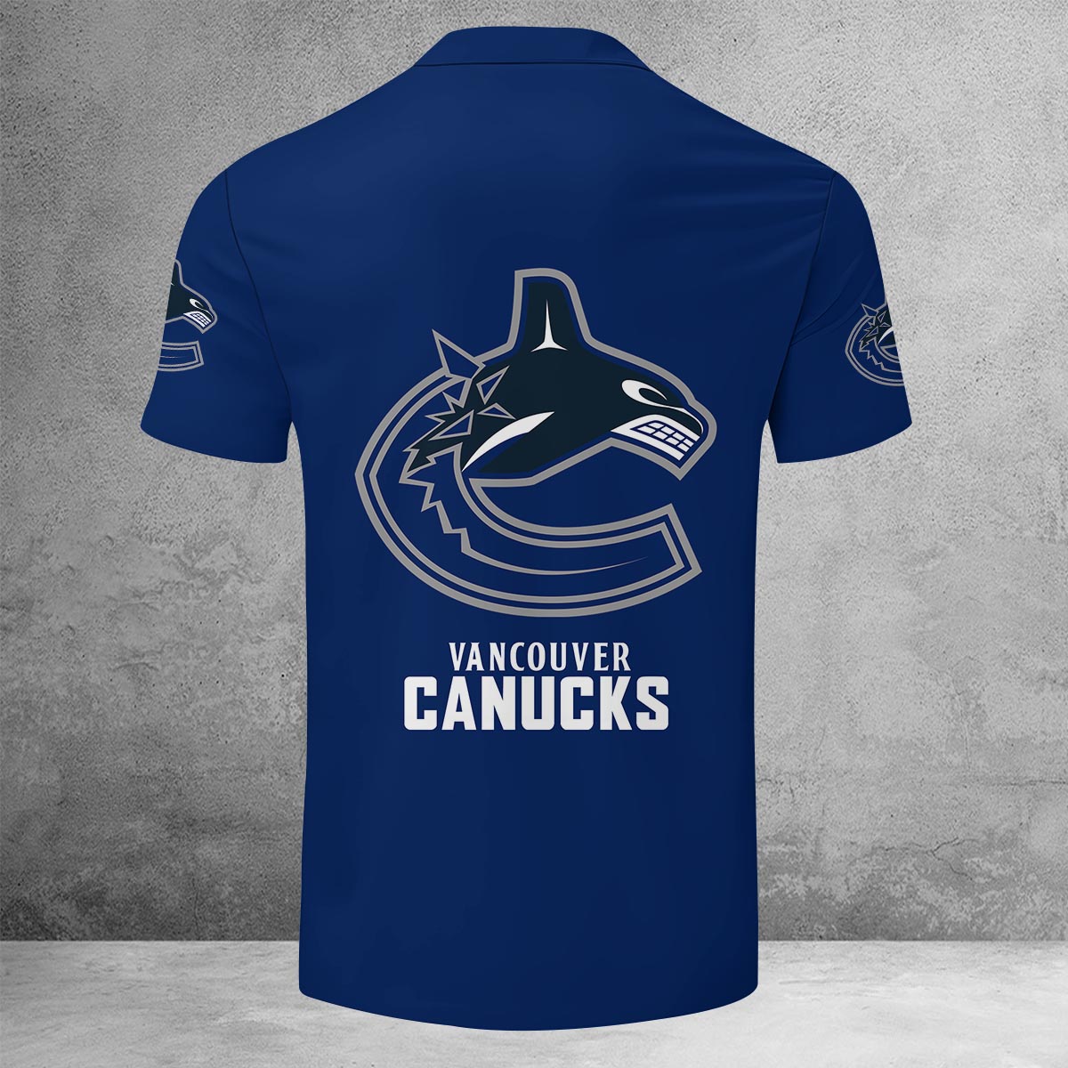 LIMITED EDITION - NEW CUSTOMIZED NHL19 VCC VANCOUVER CANUCKS ZIP POLO SHIRT
