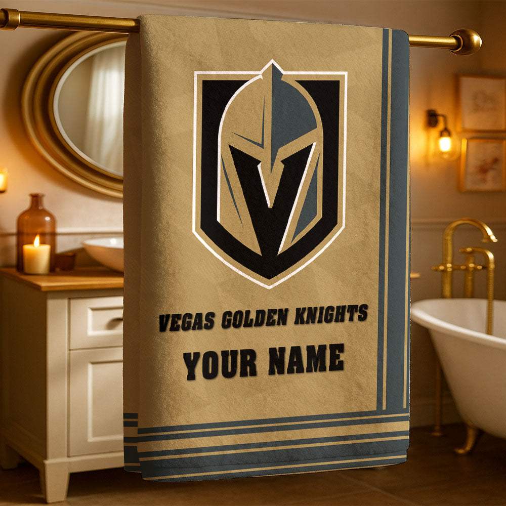LIMITED EDITION - NEW CUSTOMIZED NHL04 VGK VEGAS GOLDEN KNIGHTS BEACH & BATH TOWEL