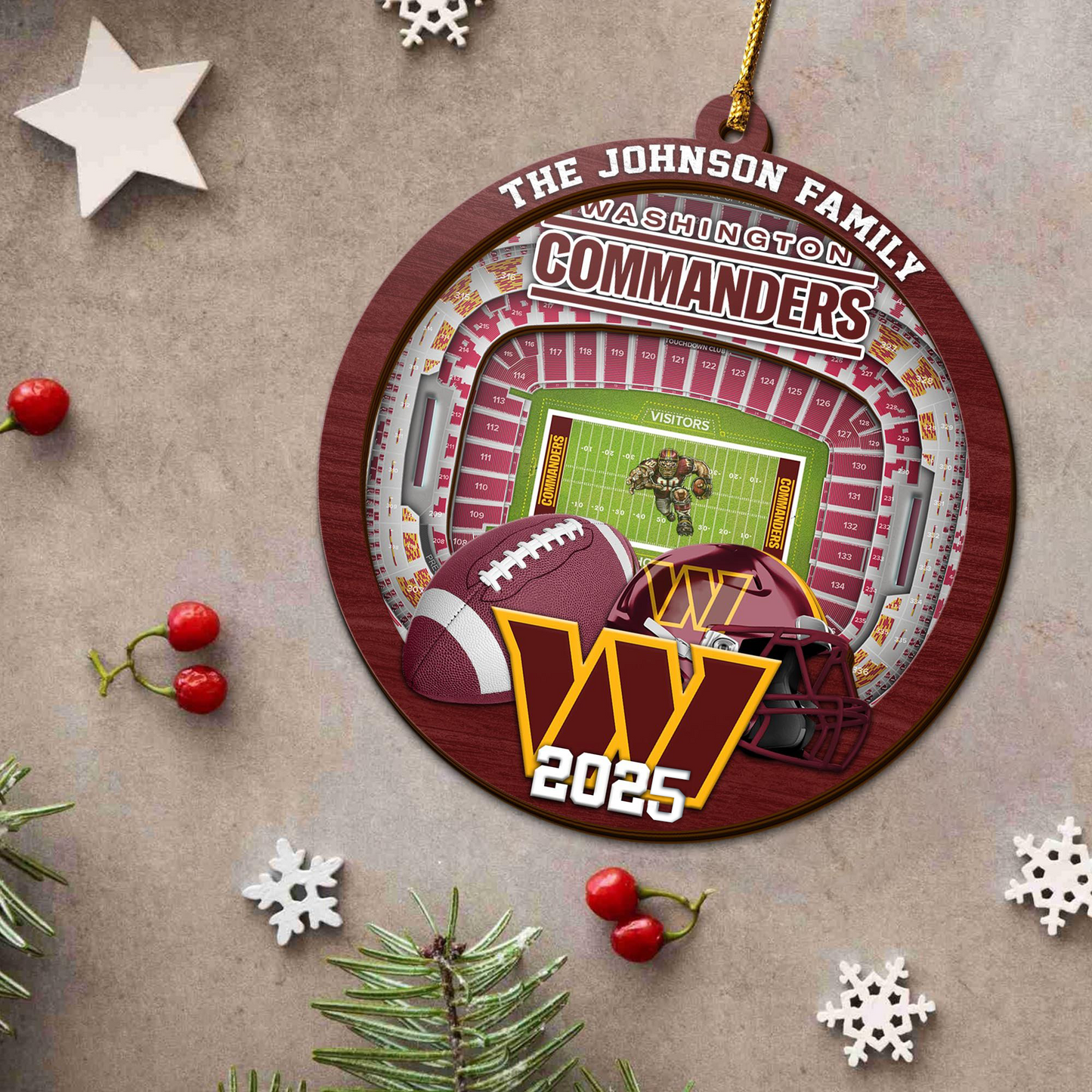 LIMITED EDITION - NEW CUSTOMIZED NFL12 WTC WASHINGTON COMMANDERS ORNAMENT