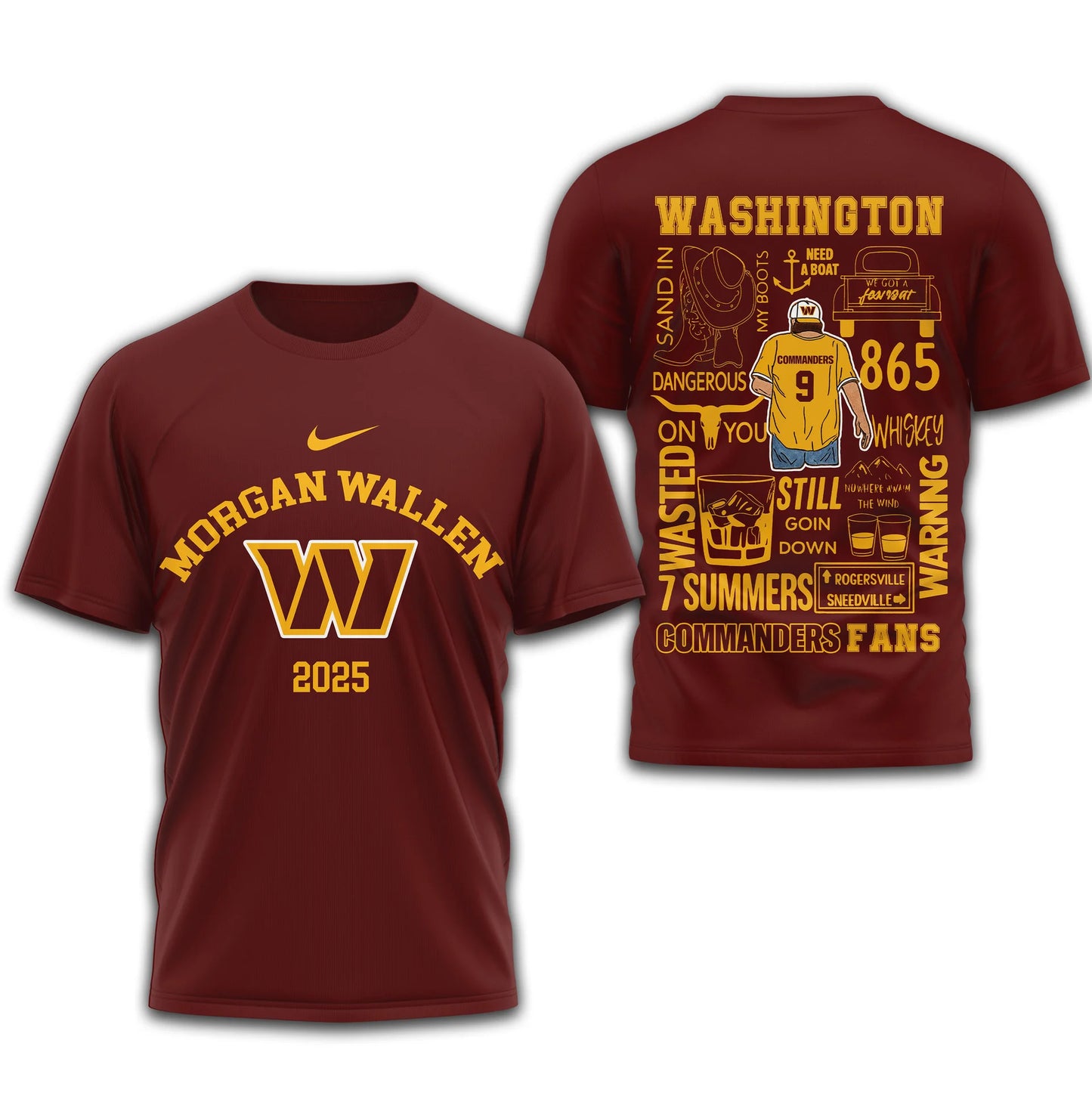 LIMITED EDITION - NEW CUSTOMIZED NFL12 WTC WASHINGTON COMMANDERS T-SHIRT | MULTIPLE COLORS AVAILABLE