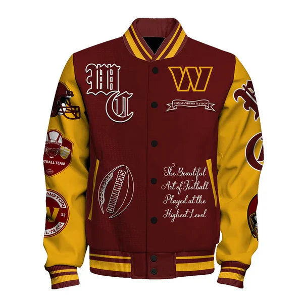 LIMITED EDITION - NEW CUSTOMIZED NFL12 WTC WASHINGTON COMMANDERS SATIN VARSITY JACKET & BASEBALL JACKET