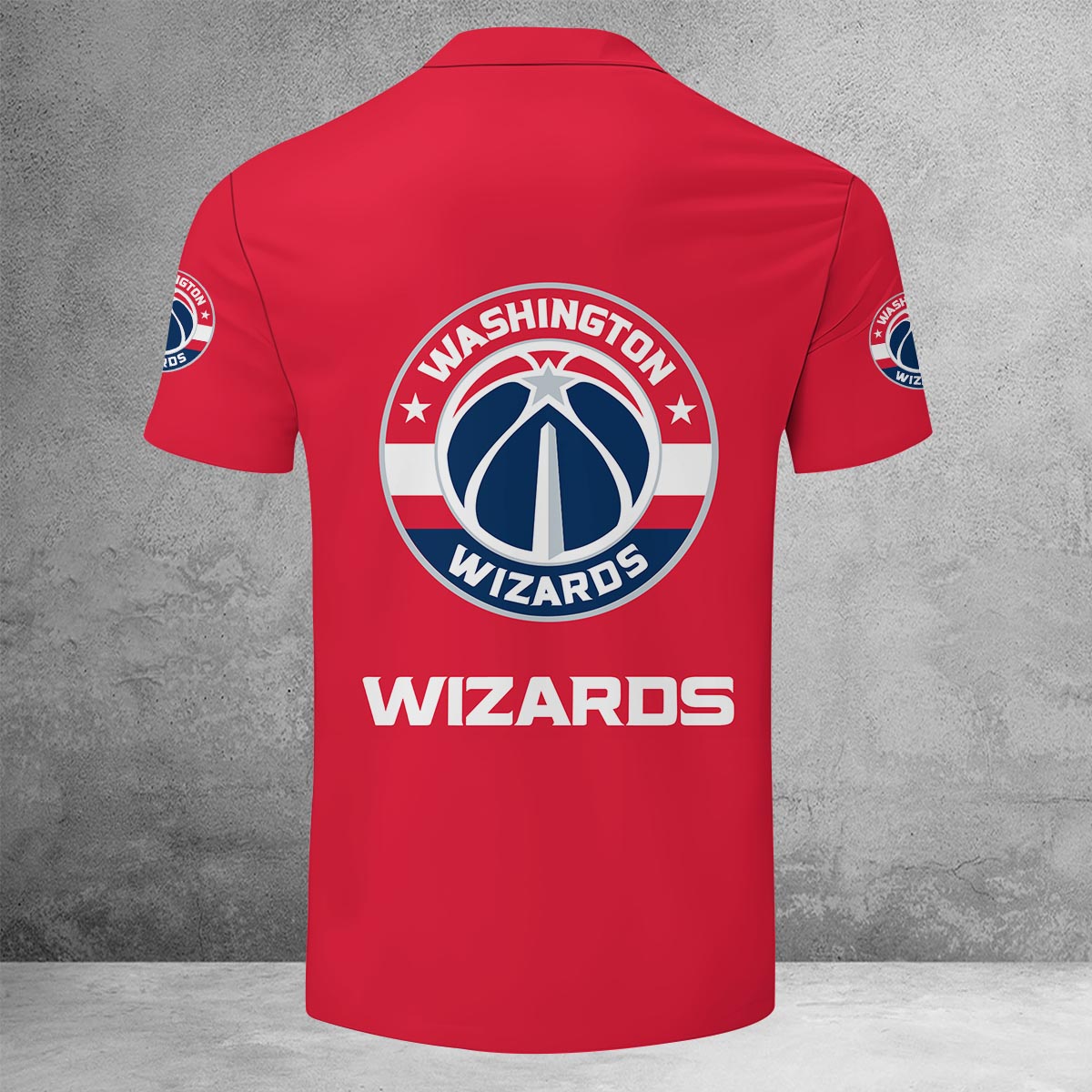 LIMITED EDITION - NEW CUSTOMIZED NBA28 WW WASHINGTON WIZARDS ZIP POLO SHIRT