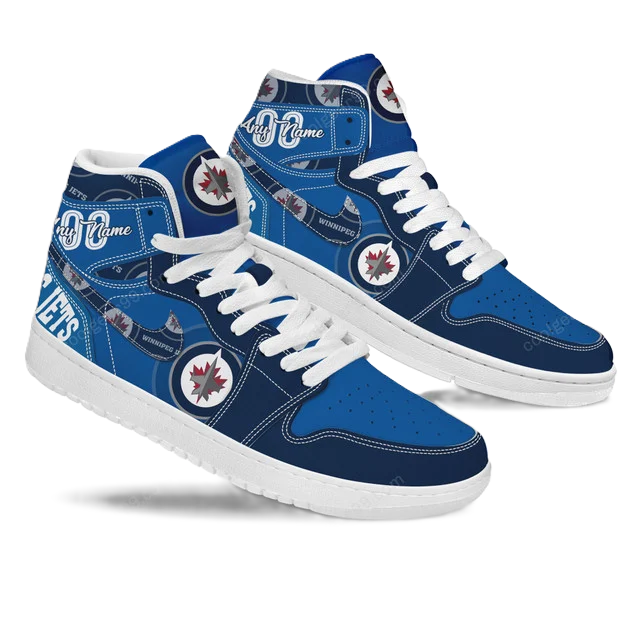 LIMITED EDITION - NEW CUSTOMIZED NHL21 WN JETS AIR JORDAN SNEAKERS