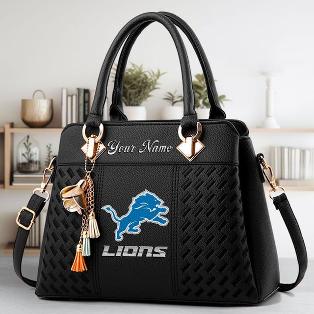 LIMITED EDITION - NEW CUSTOMIZED NFL04 DTL DETROIT LIONS LUXURY HANDBAG IN MULTIPLE COLORS