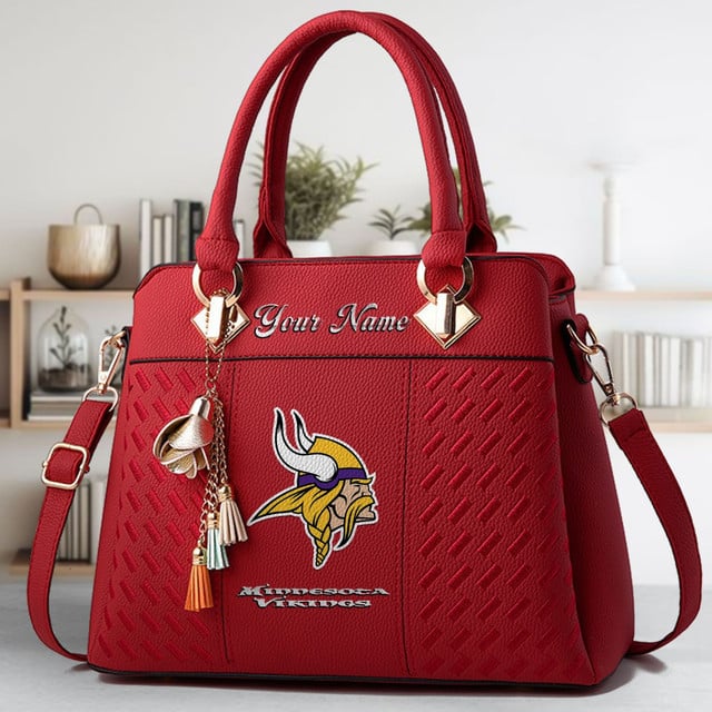 LIMITED EDITION - NEW CUSTOMIZED NFL05 MVK MINNESOTA VIKINGS LUXURY HANDBAG IN MULTIPLE COLORS