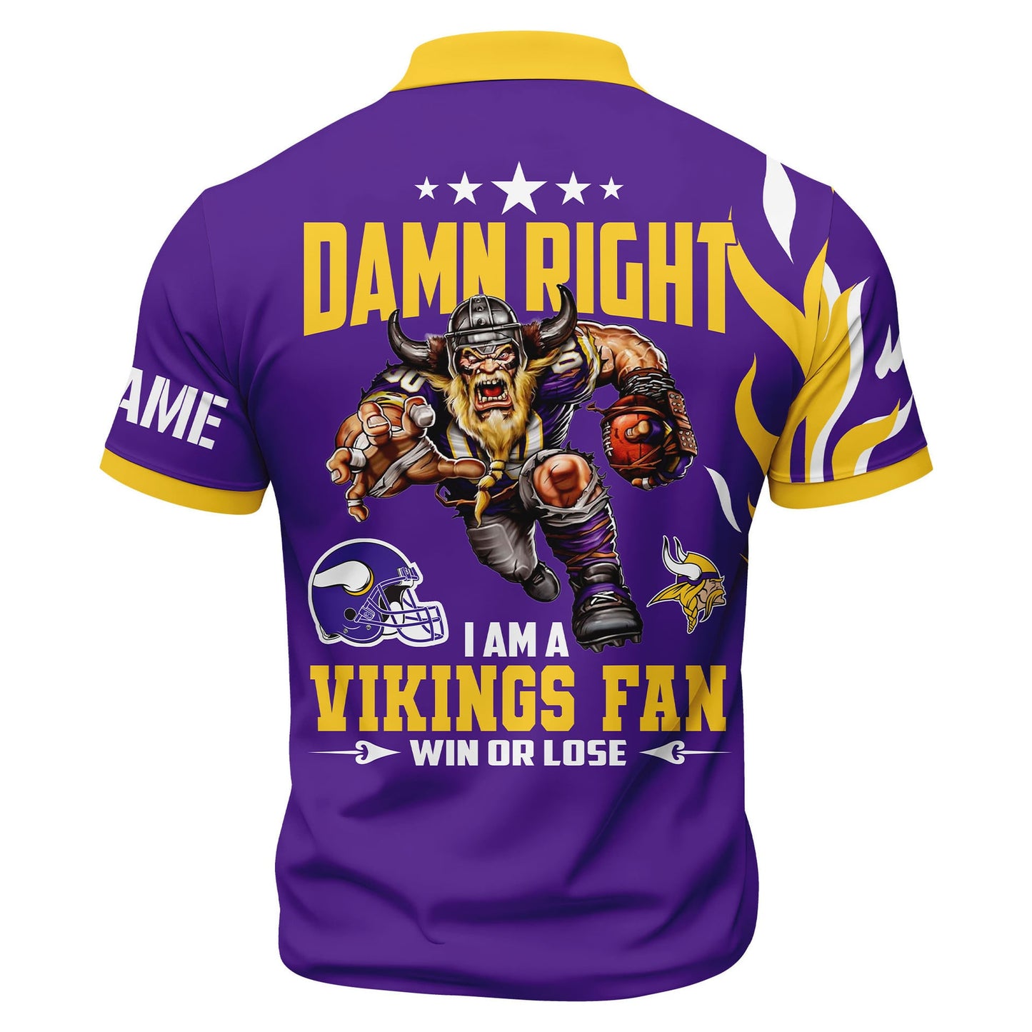 LIMITED EDITION - NEW CUSTOMIZED NFL05 MVK MINNESOTA VIKINGS ZIP POLO SHIRT