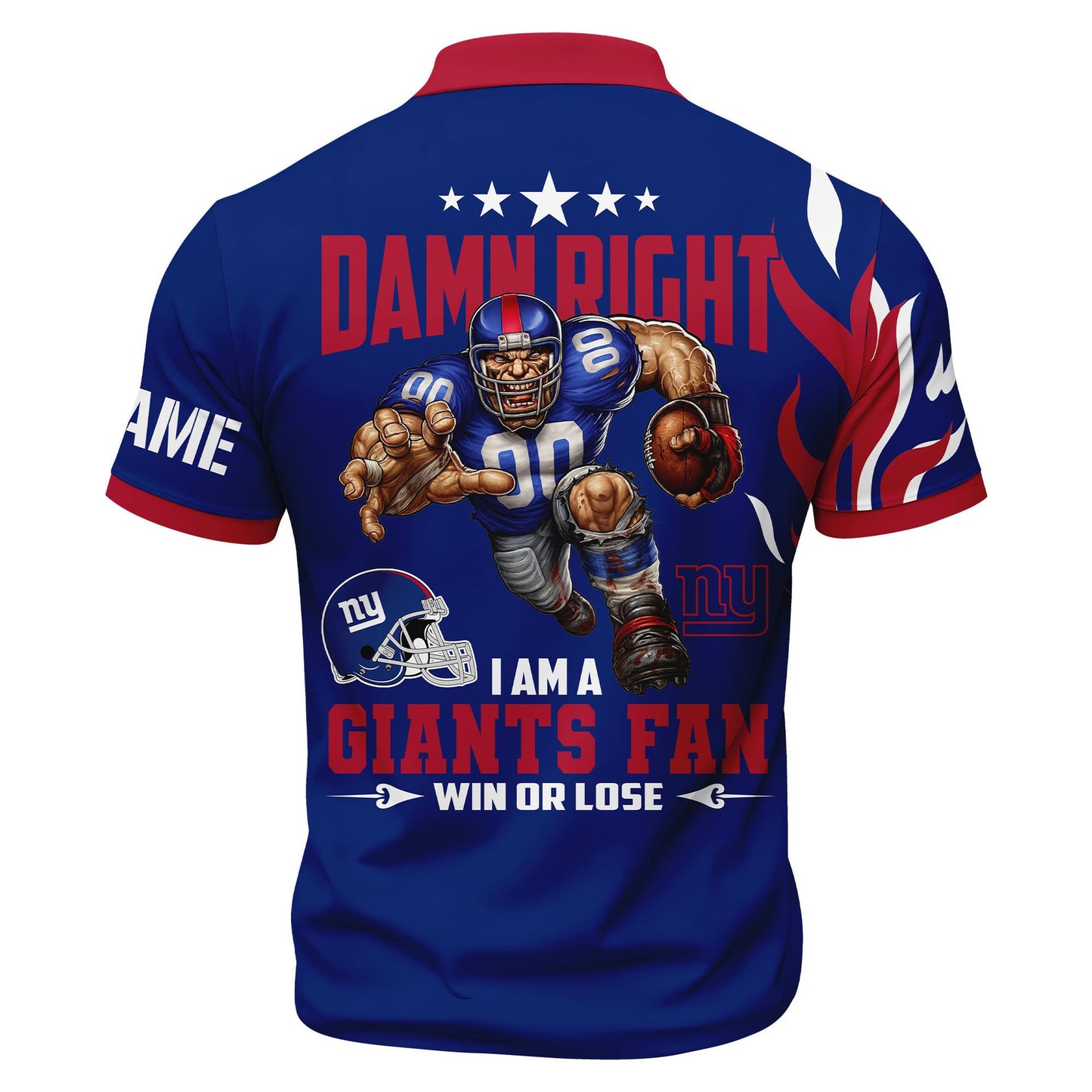 LIMITED EDITION - NEW CUSTOMIZED NFL32 NYG NEW YORK GIANTS ZIP POLO SHIRT
