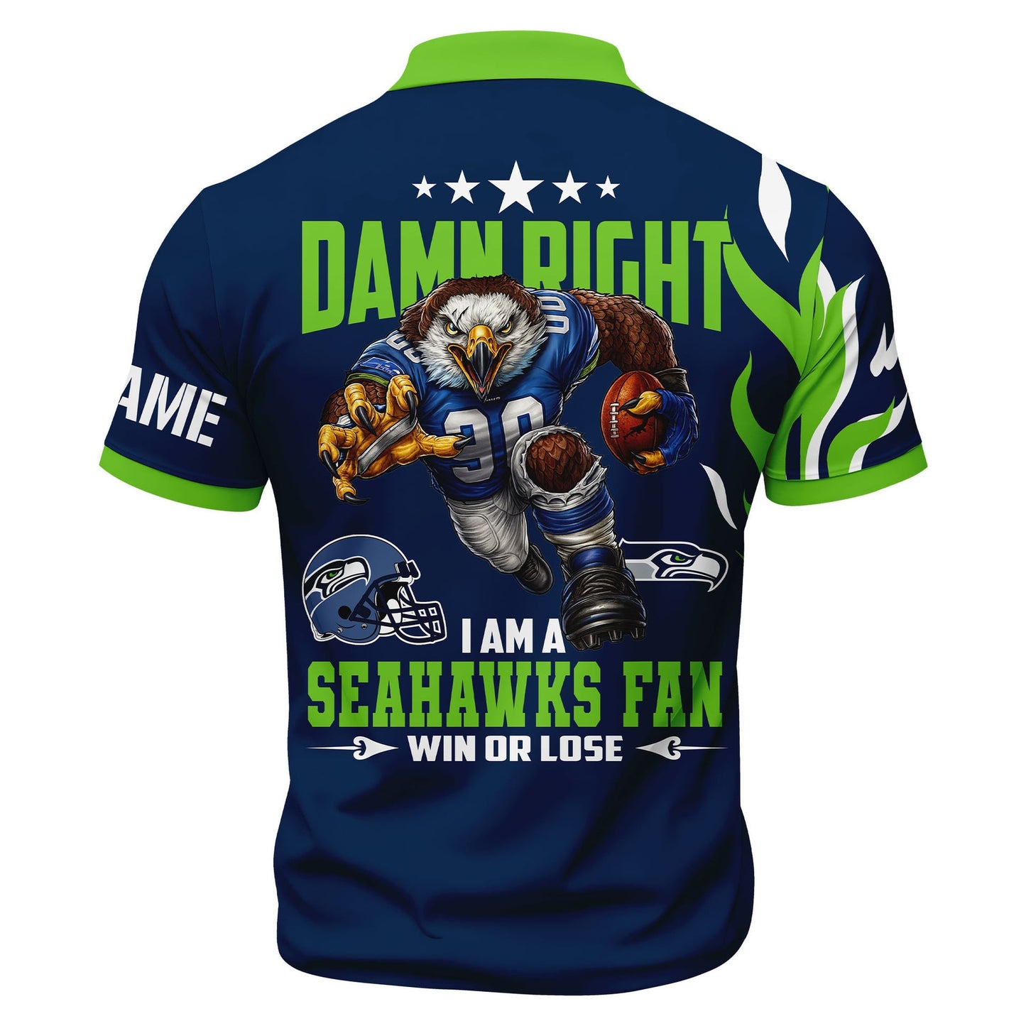 LIMITED EDITION - NEW CUSTOMIZED NFL06 SSH SEATTLE SEAHAWKS ZIP POLO SHIRT