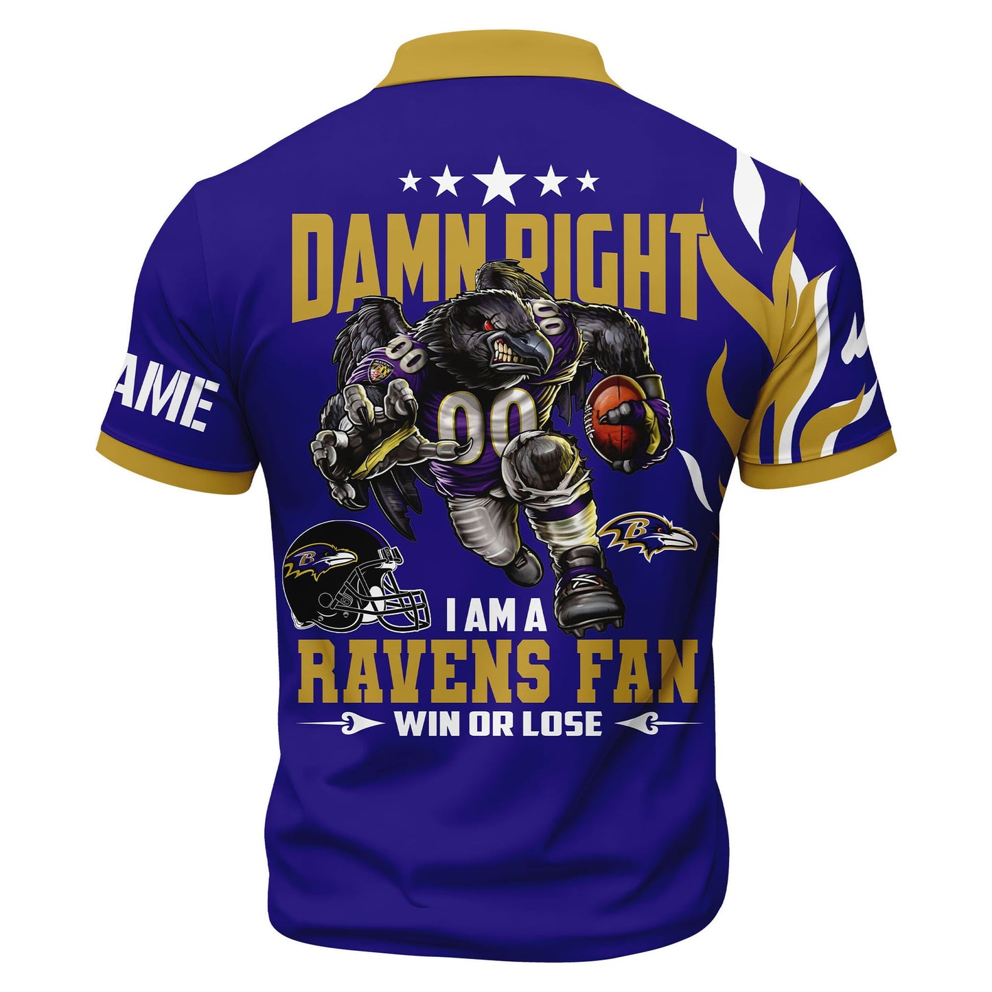 LIMITED EDITION - NEW CUSTOMIZED NFL28 BTR BALTIMORE RAVENS ZIP POLO SHIRT