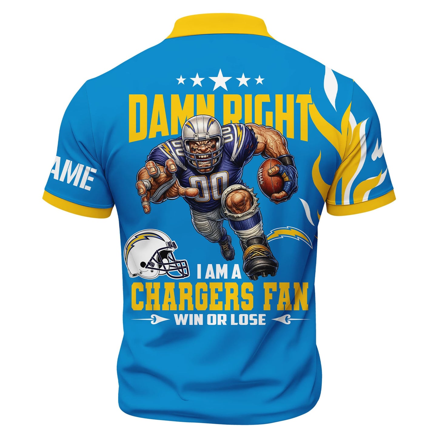 LIMITED EDITION - NEW CUSTOMIZED NFL09 LAC LOS ANGELES CHARGERS ZIP POLO SHIRT