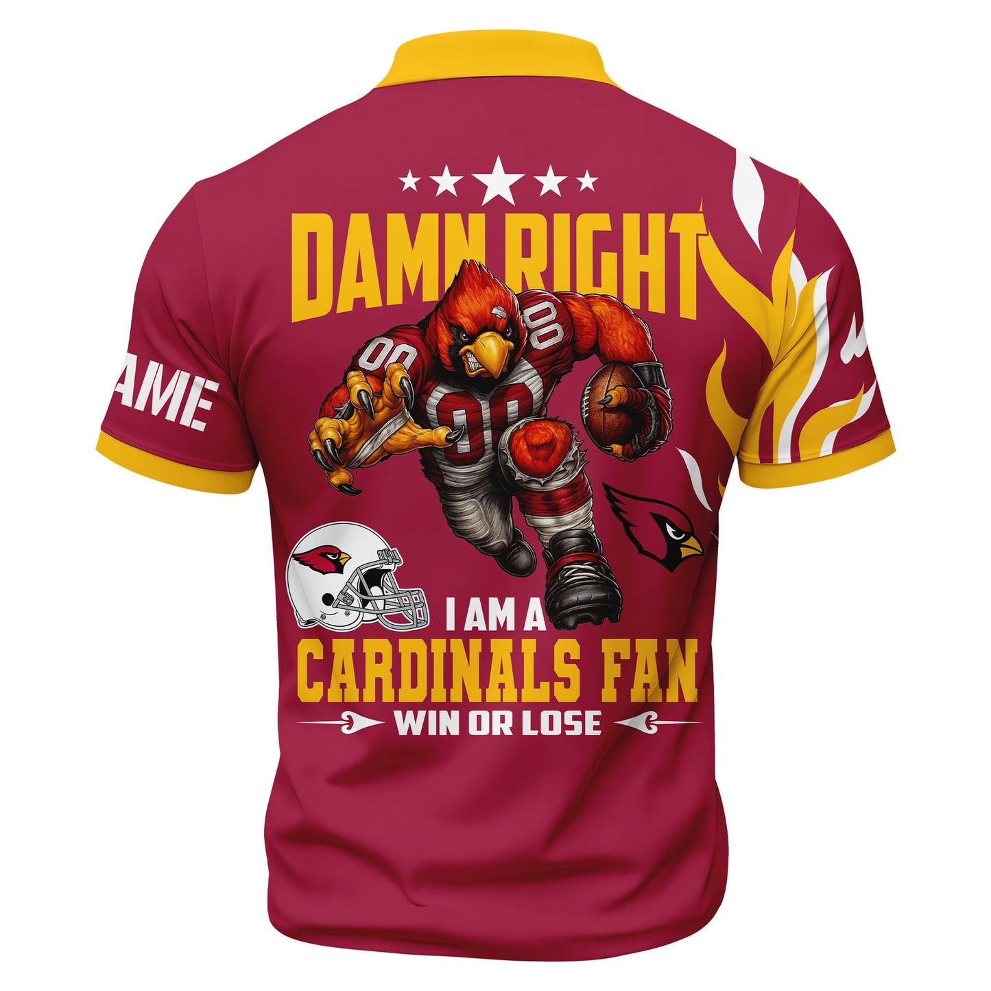 LIMITED EDITION - NEW CUSTOMIZED NFL20 ARC ARIZONA CARDINALS ZIP POLO SHIRT
