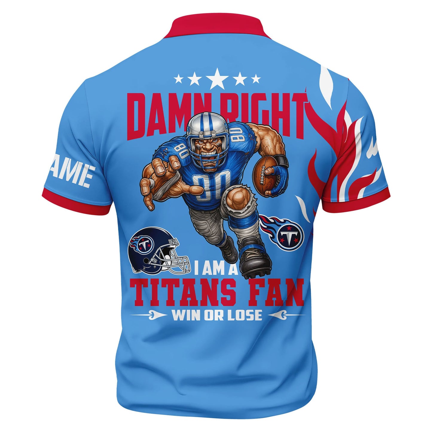 LIMITED EDITION - NEW CUSTOMIZED NFL31 TST TENNESSEE TITANS ZIP POLO SHIRT