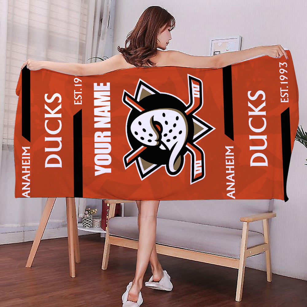 LIMITED EDITION - NEW CUSTOMIZED NHL09 AHD ANAHEIM DUCKS BEACH & BATH TOWEL