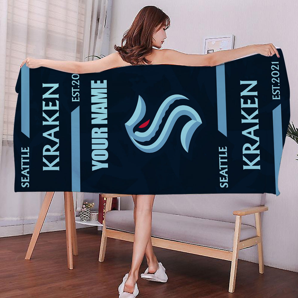 LIMITED EDITION - NEW CUSTOMIZED NHL20 STK SEATTLE KRAKEN BEACH & BATH TOWEL